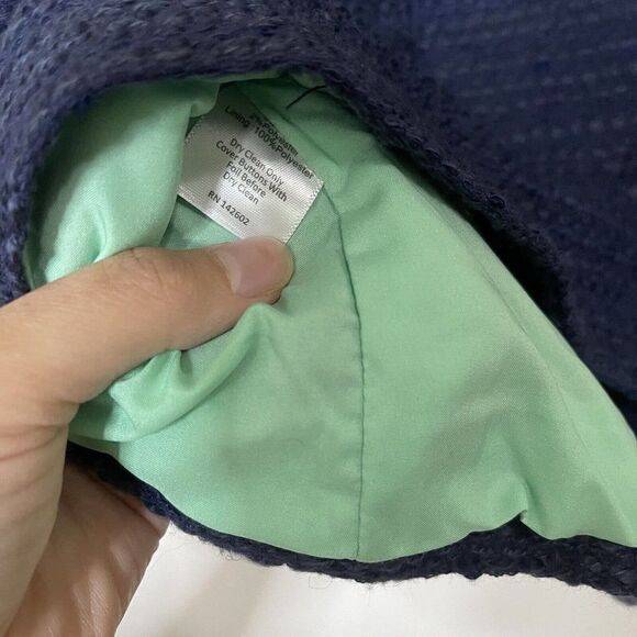 SAIL TO SABLE blue knit tweed button down cropped jacket size Medium - Picture 3 of 5